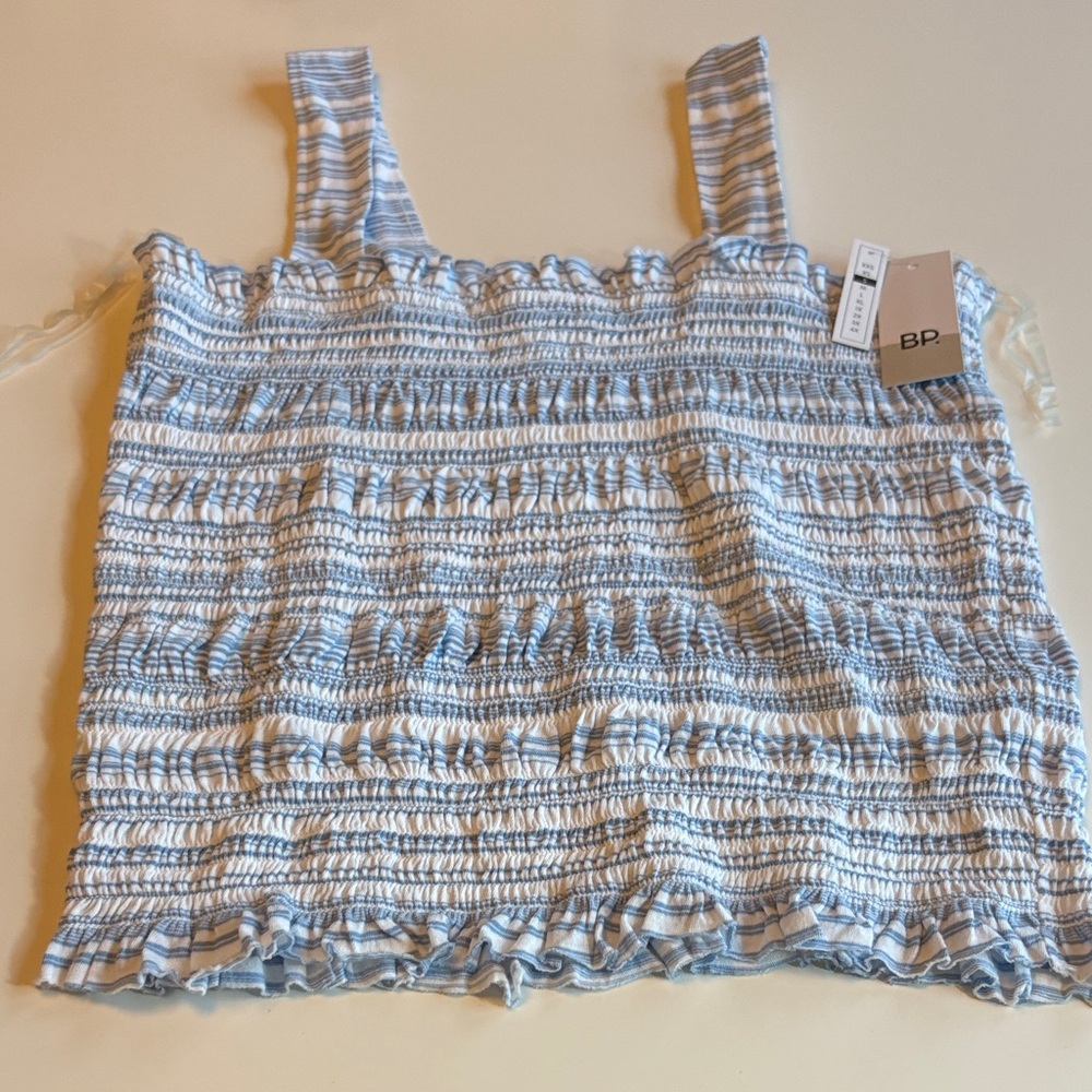BP Striped Blue and White Smocked Tank Top